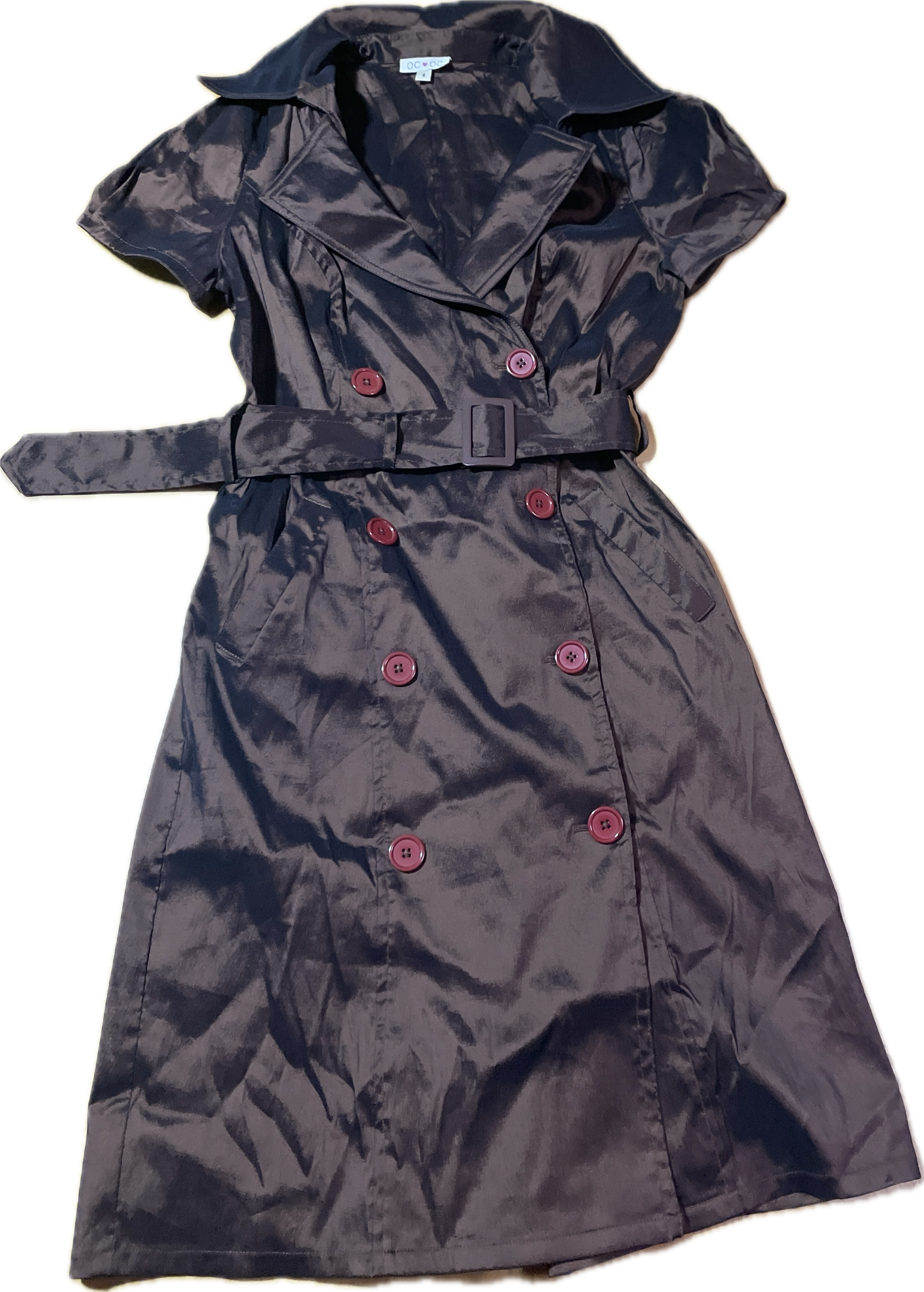 Vestido Trench Cruzado Tafetan Satinado  OC BY OLEG CASSINI (M) TRUE VINTAGE 5