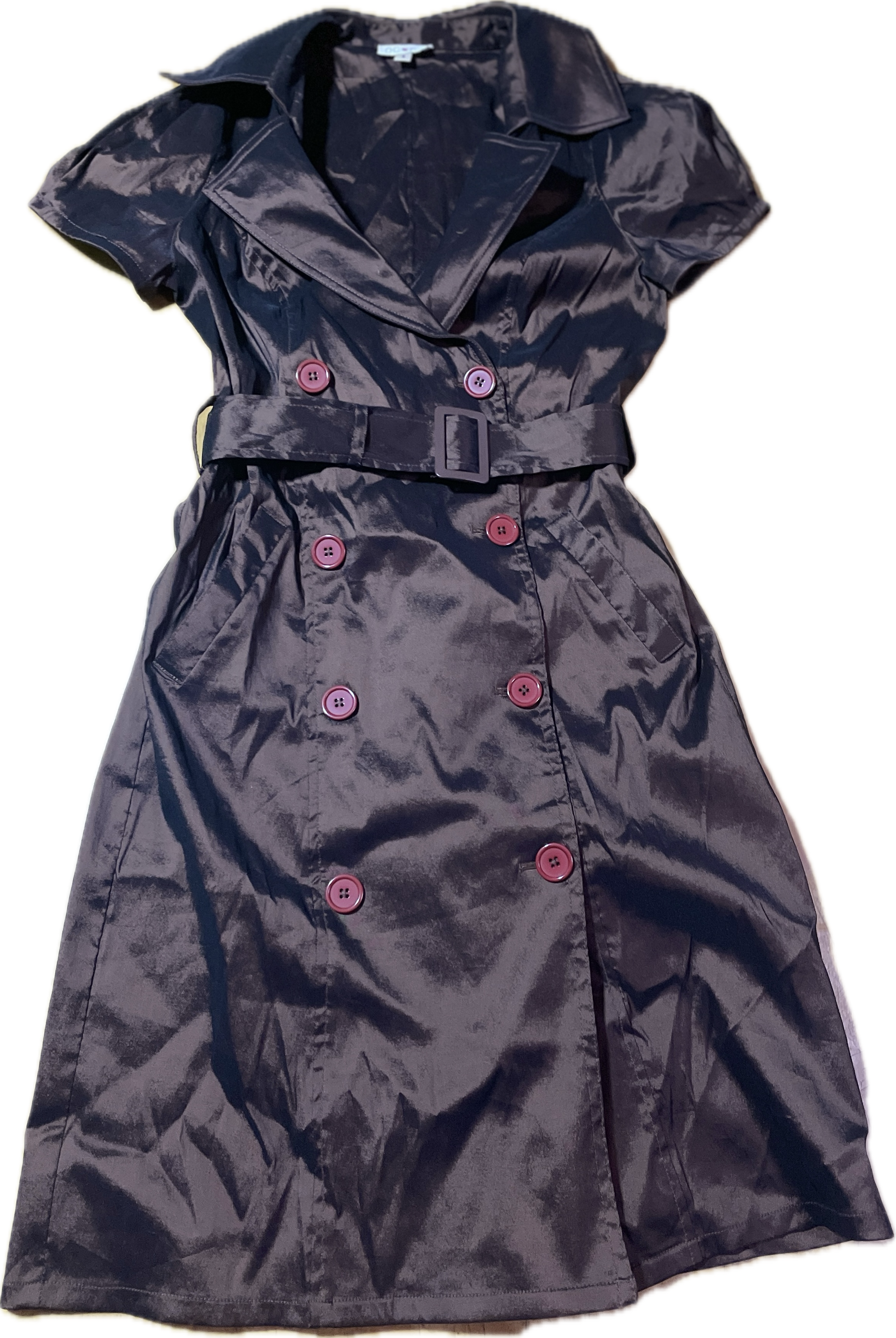 Vestido Trench Cruzado Tafetan Satinado  OC BY OLEG CASSINI (M) TRUE VINTAGE 6