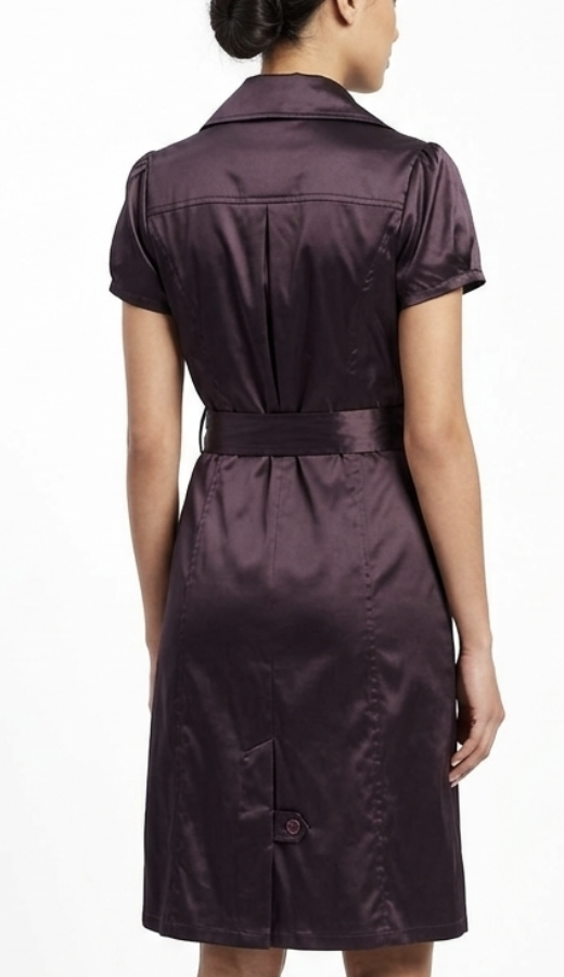 Vestido Trench Cruzado Tafetan Satinado  OC BY OLEG CASSINI (M) TRUE VINTAGE 2