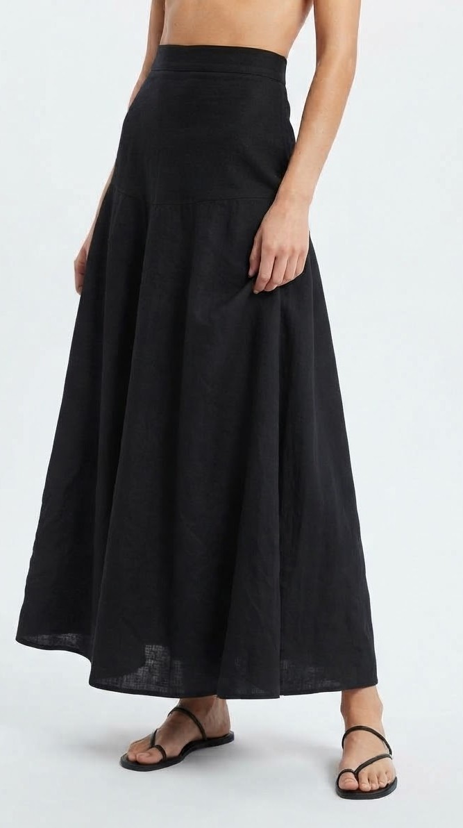 Falda Larga Maxi Negra con Vuelo VALIJA (S) NUEVO CON ETIQUETAS 1