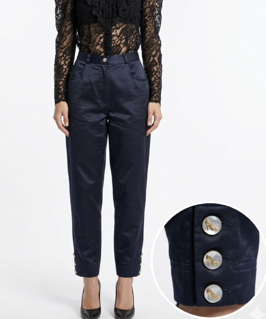 Pantalón Botón Nácar Pieza de Colección SALVATORE FERRAGAMO (XS)  1