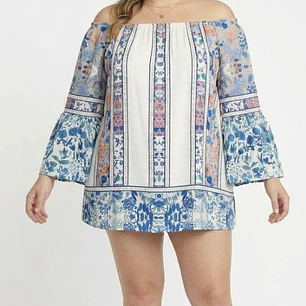 Vestido Túnica Off Shoulder Mosaicos NICOPOLY (M-L) NUEVO CON ETIQUETAS