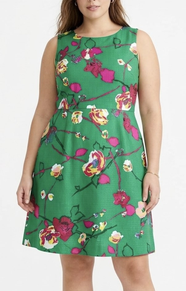 Vestido Evasé Estampado Floral 100% Algodón J.CREW (L) NUEVO 1
