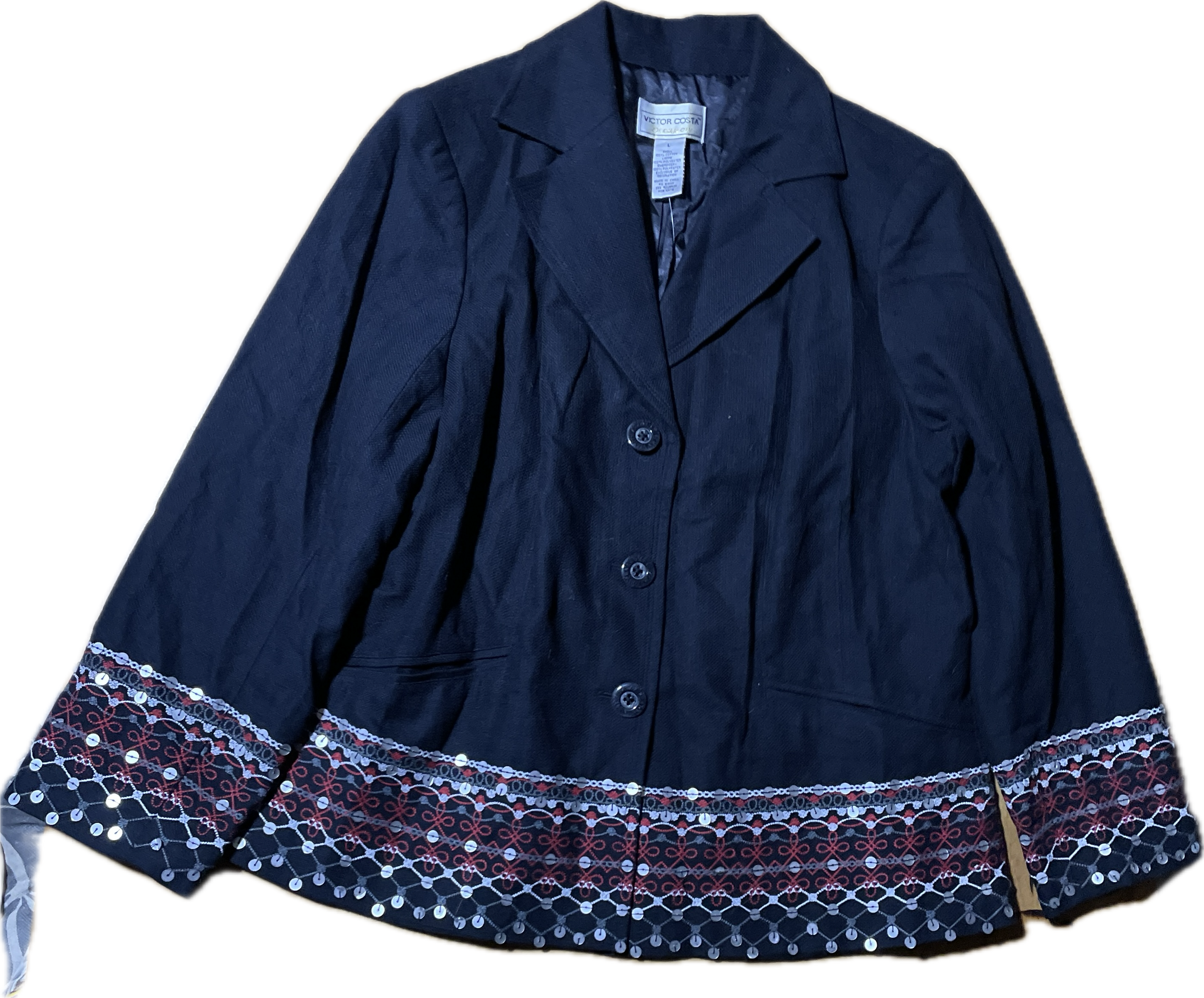 Chaqueta Bordados Lentejuelas VICTOR COSTA (XL) NUEVO CON ETIQUETAS 8