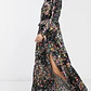 Vestido Maxi Floral de Manga Larga con Abertura Lateral y Cuello con Volantes TOPSHOP IDOL (S-M) NUEVO CON ETIQUETAS - Miniatura 3