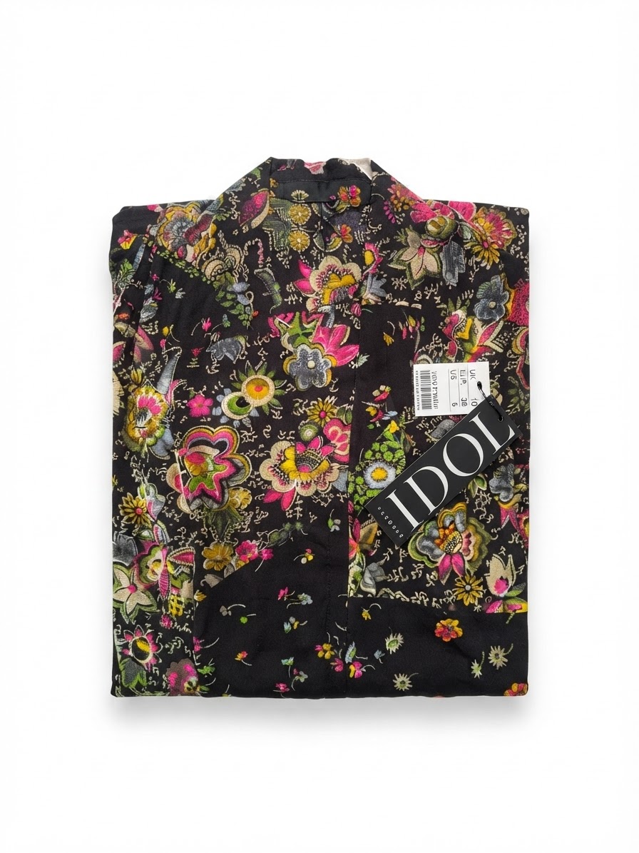 Vestido Maxi Floral de Manga Larga con Abertura Lateral y Cuello con Volantes TOPSHOP IDOL (S-M) NUEVO CON ETIQUETAS 2