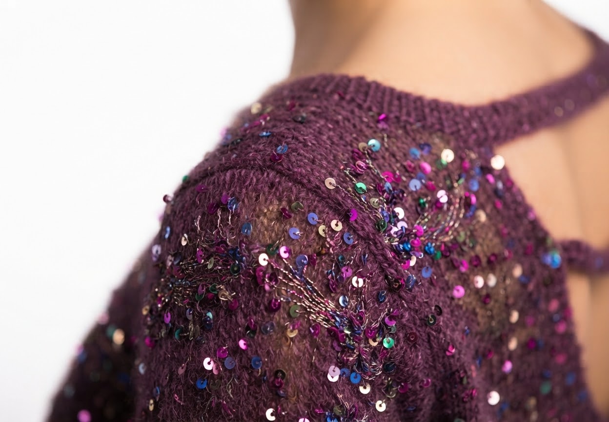 Sweater Burdeo con Lentejuelas Multicolor y Espalda Descubierta MISS SELFRIDGE (XS-S) SHOWROOM 2