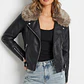 Chaqueta Biker Ecocuero con Cuello de Piel Sintética Desmontable TOPSHOP (XS-34) NUEVO - Miniatura 1