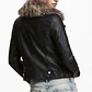 Chaqueta Biker Ecocuero con Cuello de Piel Sintética Desmontable TOPSHOP (XS-34) NUEVO - Miniatura 3