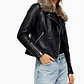 Chaqueta Biker Ecocuero con Cuello de Piel Sintética Desmontable TOPSHOP (XS-34) NUEVO - Miniatura 2