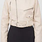 Chaqueta Biker Cropped de Ecocuero Beige con Cinturón TOPSHOP (L) NUEVO CON ETIQUETAS - Miniatura 1