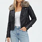 Chaqueta Biker de Cuero Sintético con Cuello de Piel Sintética Desmontable TOPSHOP (M-40) SHOWROOM - Miniatura 1