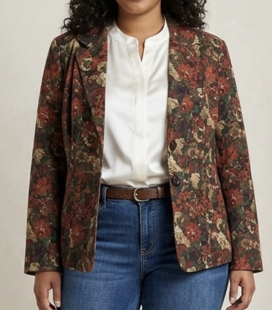 Blazer Estructurado Flores ELEMENTZ (XL) NUEVO CON ETIQUETAS 2
