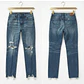 Pantalón Jeans Mezclilla Azul con Roturas y Ruedo Deshilachado AMERICAN EAGLE (XS) NUEVO - Miniatura 3