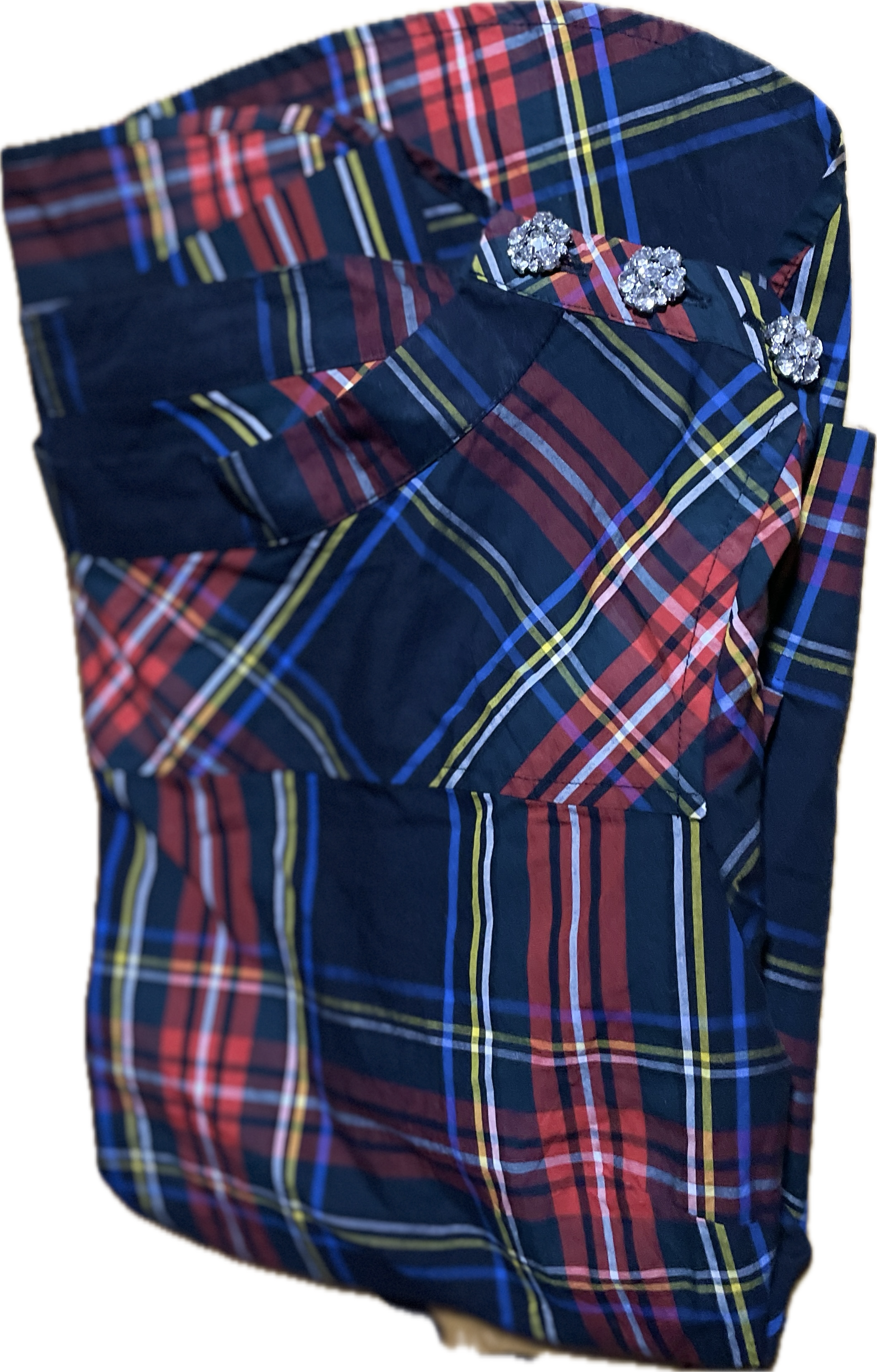 Camisa Tartán Funnel Neck Botón Pedrería J.CREW (S-M) NUEVO 4