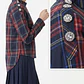 Camisa Tartán Funnel Neck Botón Pedrería J.CREW (S-M) NUEVO - Miniatura 1