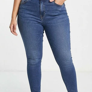 Jeans Modelo Leigh Skinny Azul Medio Tiro Medio Elásticos TOPSHOP (L-42) NUEVO