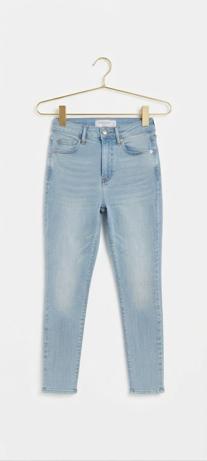 Jeans Modelo Leigh Skinny Azul Claro Tiro Medio Elásticos TOPSHOP (S-38) NUEVO 2