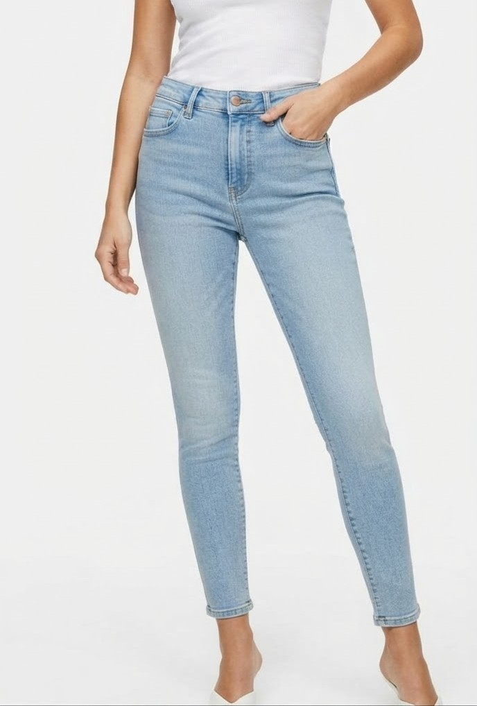 Jeans Modelo Leigh Skinny Azul Claro Tiro Medio Elásticos TOPSHOP (S-38) NUEVO 1