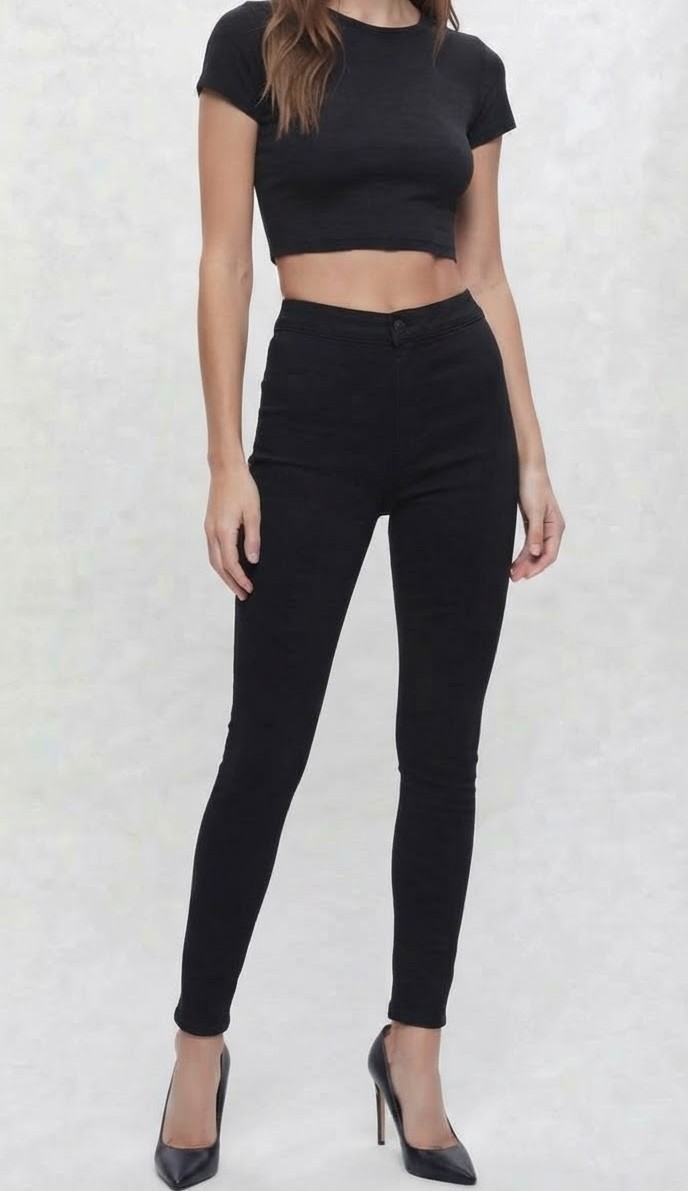 Jeans Modelo Joni Holding Power Skinny Tiro Alto Negro Solido TOPSHOP (XS-34) NUEVO 1