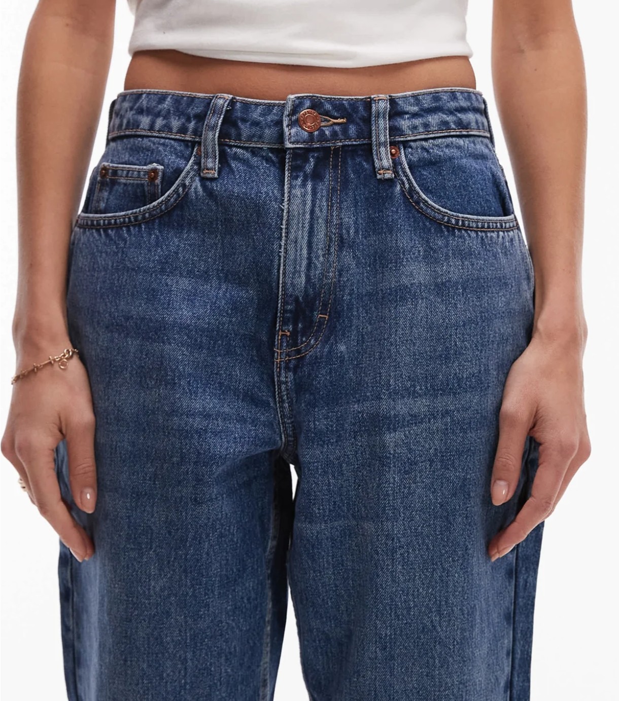 Jeans Mom Classic Azul Vintage Tiro Alto Rígidos TOPSHOP (M-40) NUEVO 2
