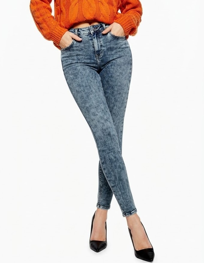 Jeans Modelo Jamie Skinny Tiro Alto Lavado Azul Ácido TOPSHOP (XS-34)  1