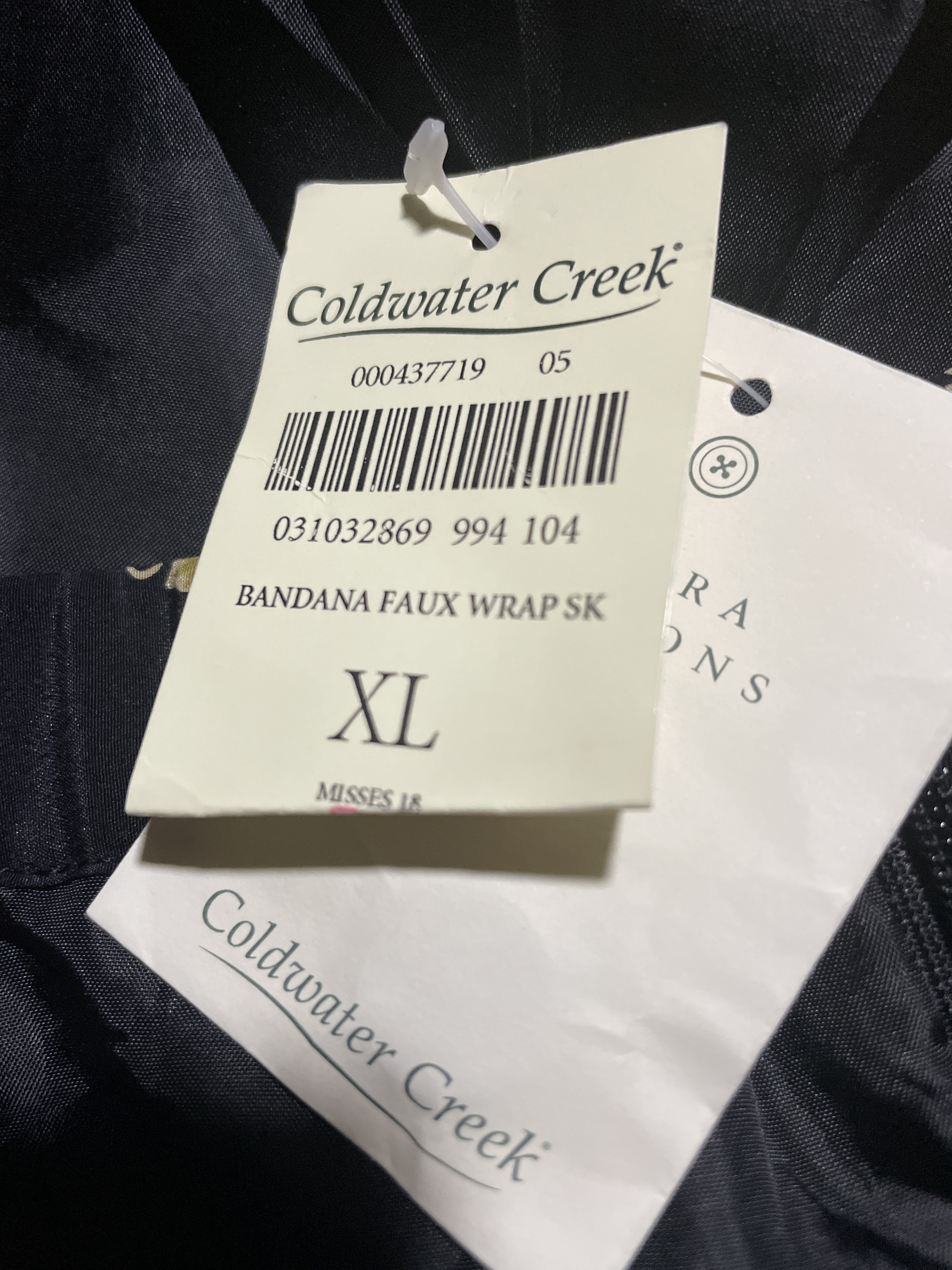 Falda Larga 100% Seda Bandana Faux Wrap COLDWATER CREEK (XL) NUEVO CON ETIQUETAS  3