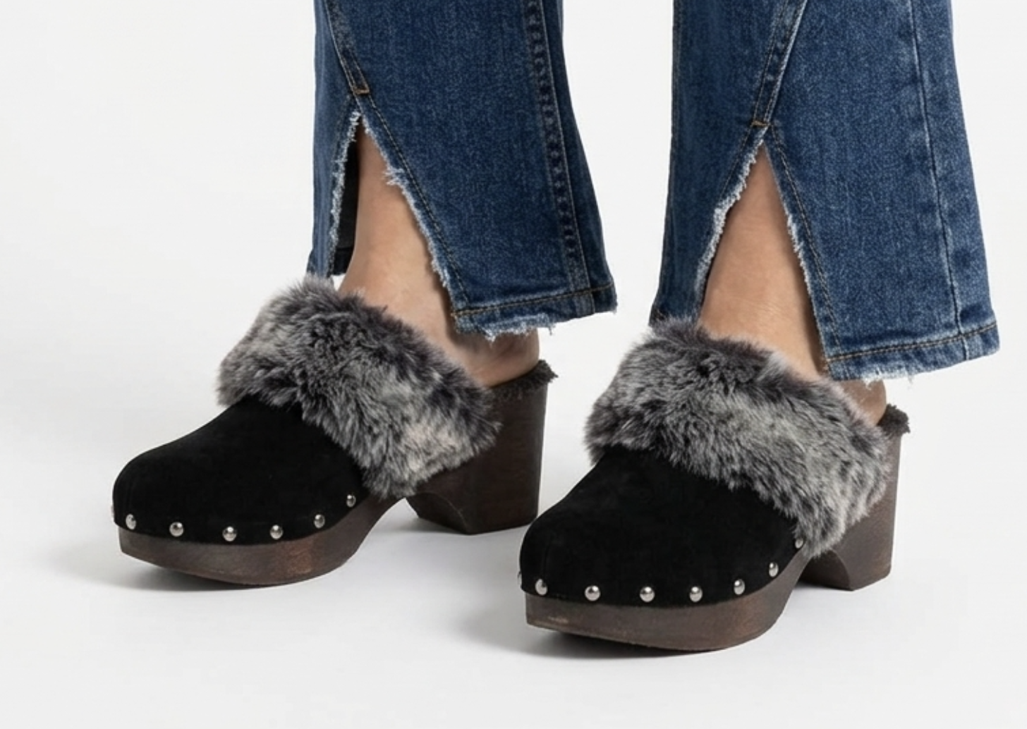 Zuecos Gamuza Faux Fur Tachas RAPSODIA (37) NUEVOS 1