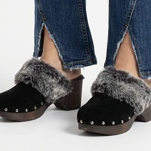 Zuecos Gamuza Faux Fur Tachas RAPSODIA (37) NUEVOS