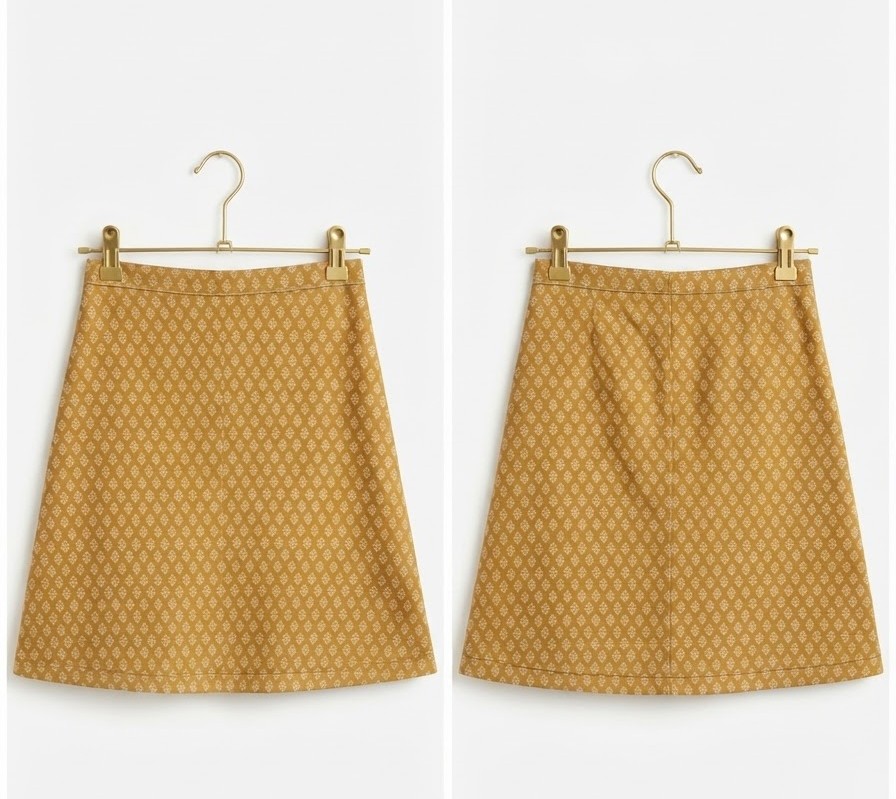 Falda en Corte A Brocado Mostaza y Dorado con Estampado Geométrico – PIAZZA SEMPIONE MADE IN ITALY (S) NUEVO 1