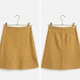 Falda en Corte A Brocado Mostaza y Dorado con Estampado Geométrico – PIAZZA SEMPIONE MADE IN ITALY (S) NUEVO