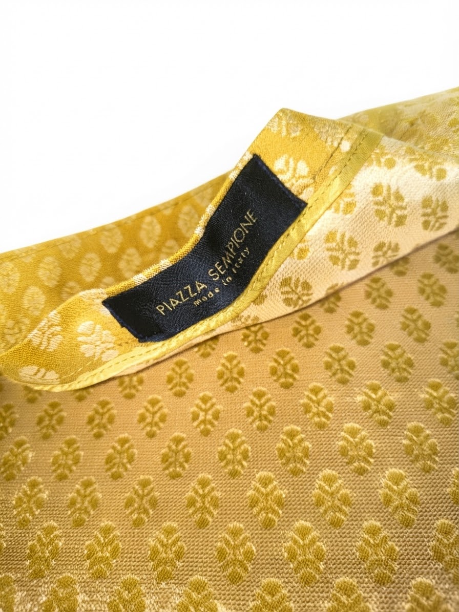Falda en Corte A Brocado Mostaza y Dorado con Estampado Geométrico – PIAZZA SEMPIONE MADE IN ITALY (S) NUEVO 2