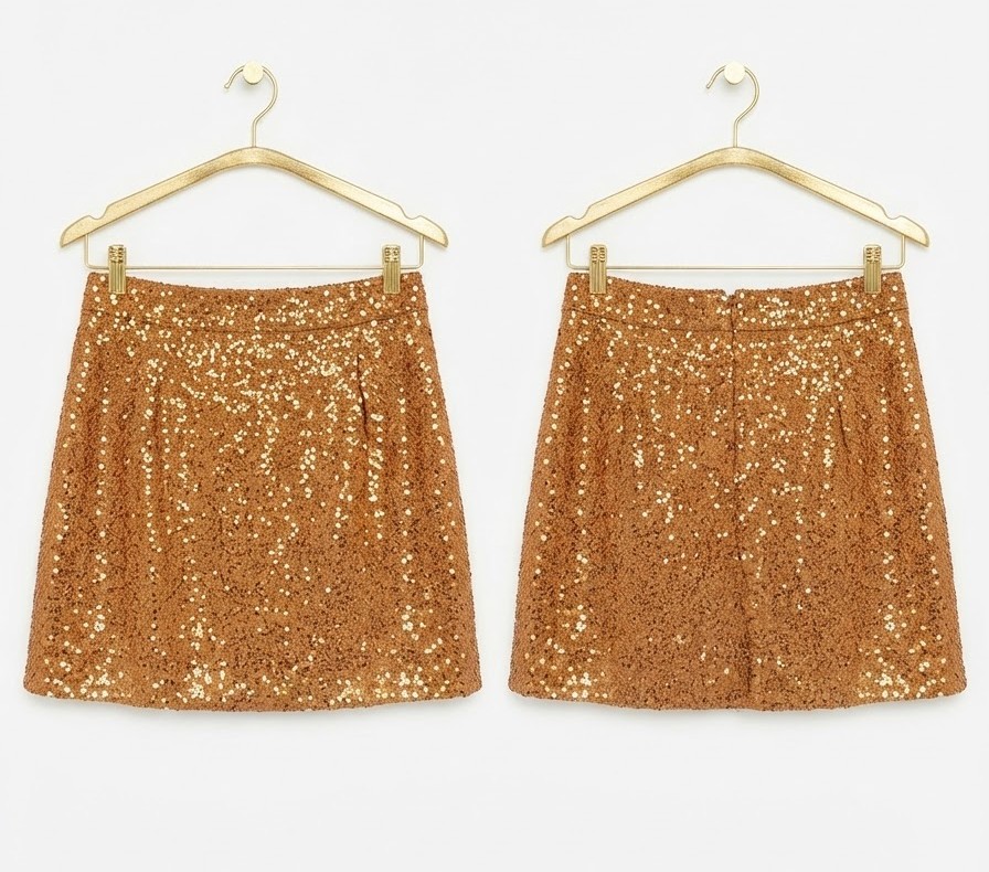 Falda 37% Lana 63% Rayon Lentejuelas Dorado/Bronce LOFT (S) SHOWROOM 3