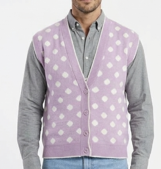 Chaleco Sin Mangas Polka Dot Rosa DELIVERY LTD TRUE VINTAGE UNISEX (L) NUEVO 2