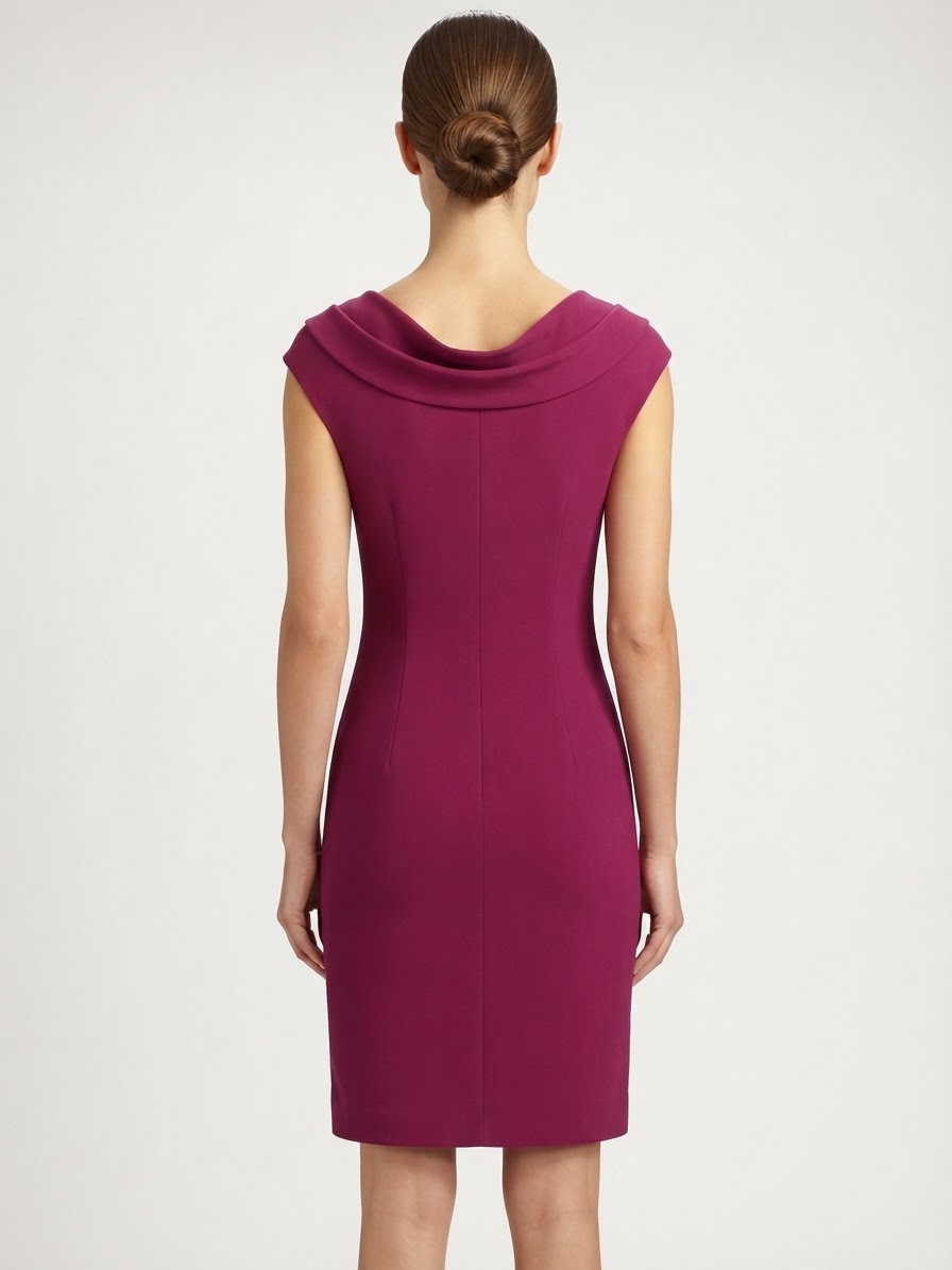 Vestido Cocktail Midi Magenta Cuello Drapeado RALPH LAUREN (M-39/40) SHOWROOM 2