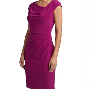 Vestido Cocktail Midi Magenta Cuello Drapeado RALPH LAUREN (M-39/40) SHOWROOM