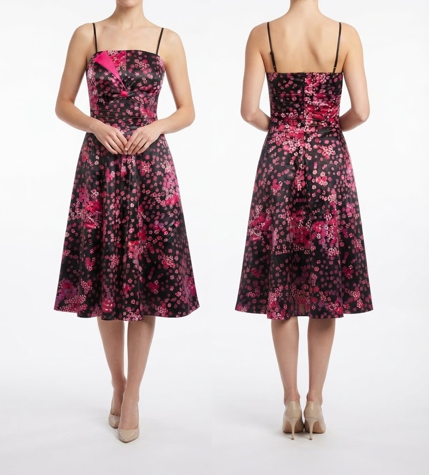 Vestido Midi Satinado Estampado Floral MY EMMY (S) SHOWROOM 1