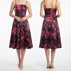 Vestido Midi Satinado Estampado Floral MY EMMY (S) SHOWROOM