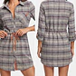 Vestido Camisero de Franela a Cuadros con Cordón Ajustable BORN & THREAD (S) NUEVO CON ETIQUETAS - Miniatura 1