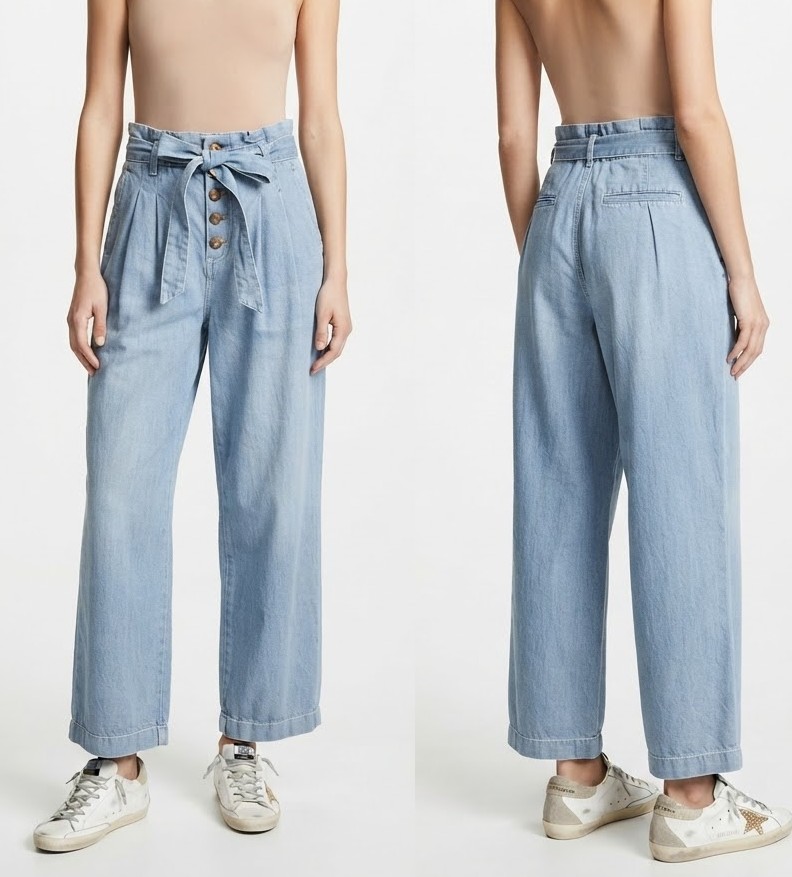 Pantalón Simil Jeans Paperbag con Cinturón y Botones AMERICAN EAGLE (M) NUEVO CON ETIQUETAS 1