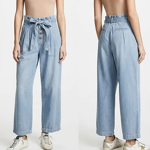 Pantalón Simil Jeans Paperbag con Cinturón y Botones AMERICAN EAGLE (M) NUEVO CON ETIQUETAS