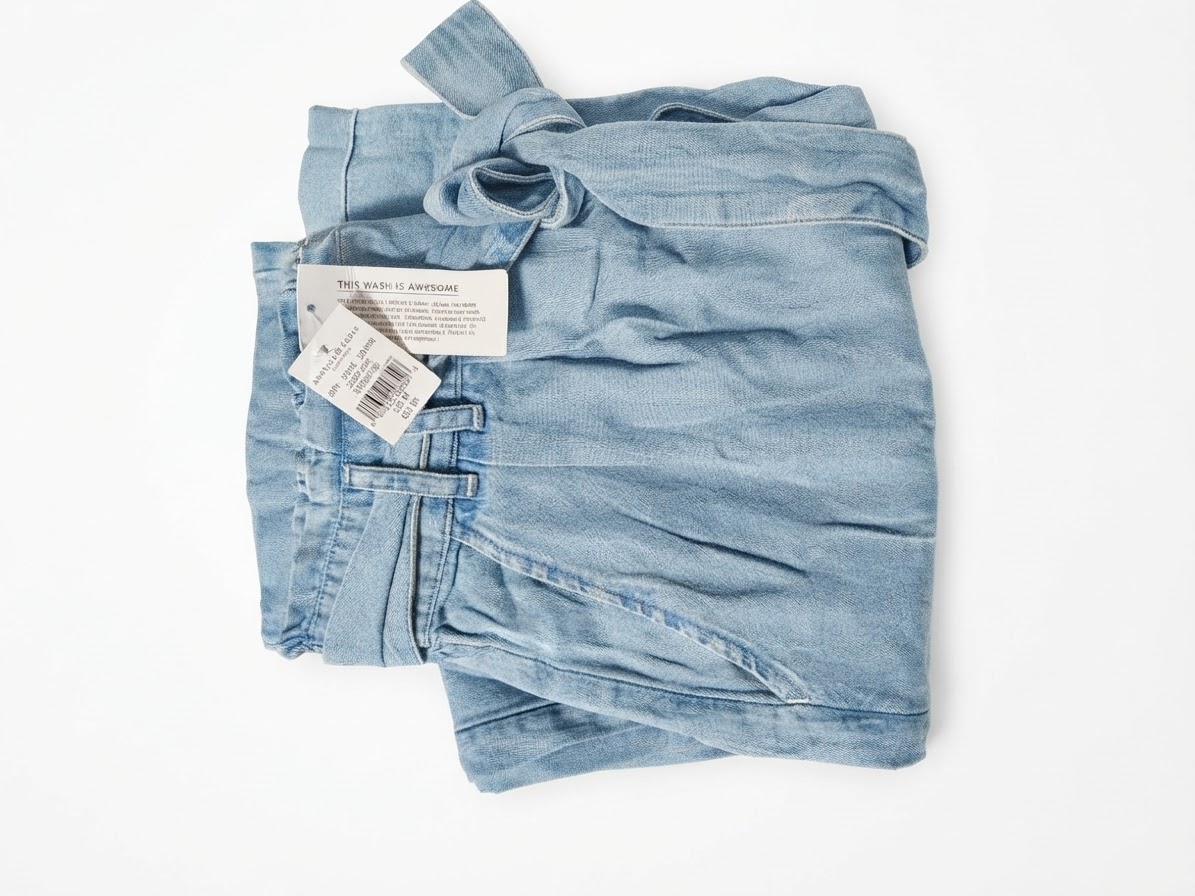 Pantalón Simil Jeans Paperbag con Cinturón y Botones AMERICAN EAGLE (M) NUEVO CON ETIQUETAS 2
