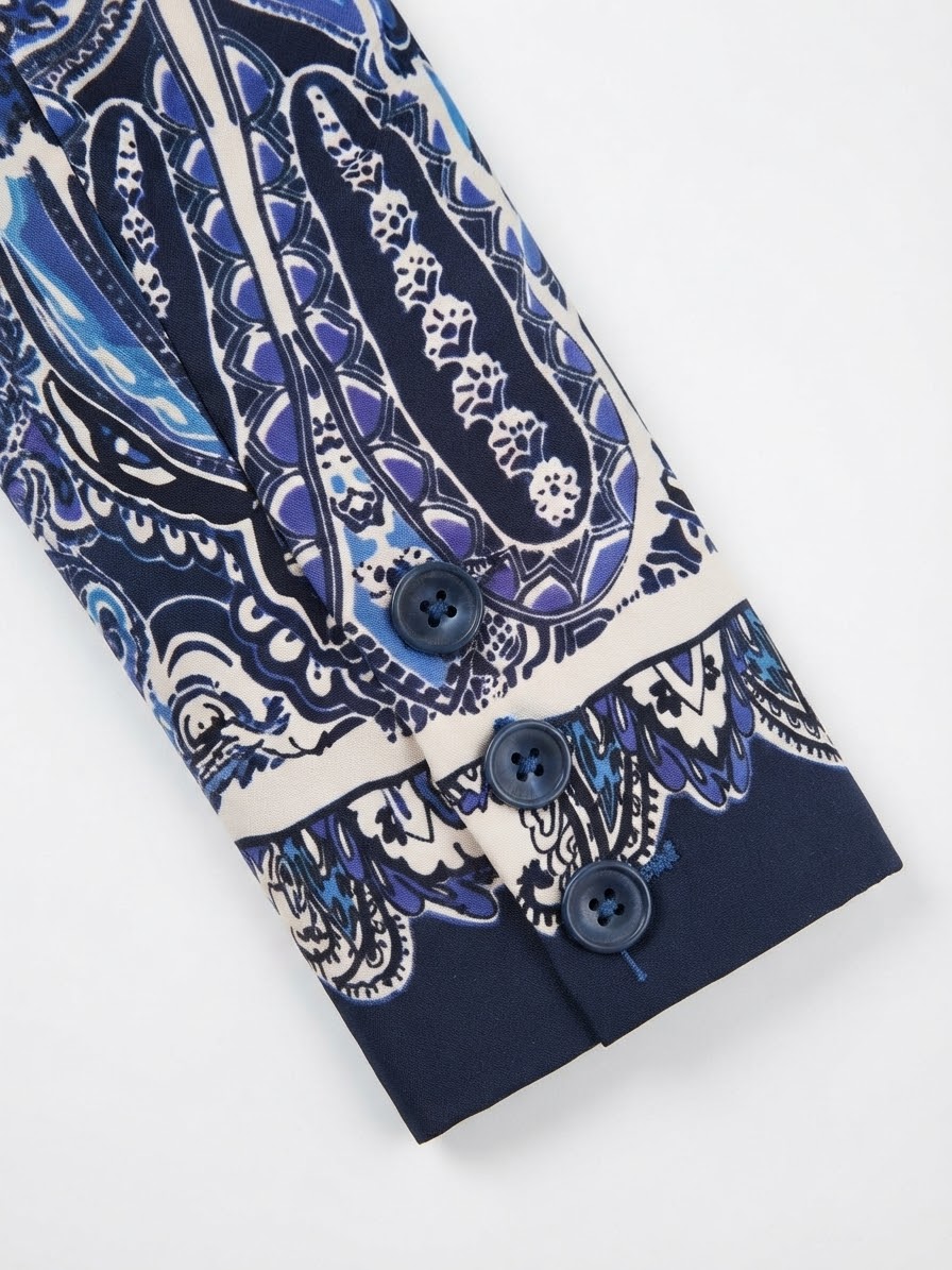 Blazer Estampado Paisley y Azulejo con Solapa de Satén APT 9 (M) SHOWROOM 3