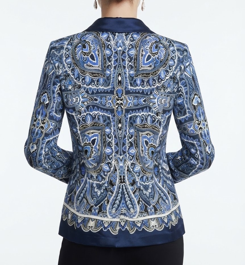 Blazer Estampado Paisley y Azulejo con Solapa de Satén APT 9 (M) SHOWROOM 2