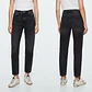 Jeans Mom Fit  Rectos Tiro Alto Negro Lavado MNG (S-38) NUEVO CON ETIQUETAS - Miniatura 1