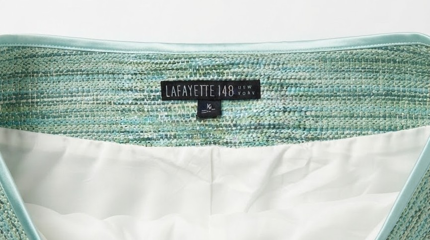 Chaqueta / Blazer de Tweed Verde Menta con Borde de Satén LAFAYETTE 148 N.Y (XL-46) SHOWROOM 4
