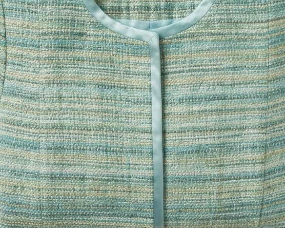 Chaqueta / Blazer de Tweed Verde Menta con Borde de Satén LAFAYETTE 148 N.Y (XL-46) SHOWROOM 3
