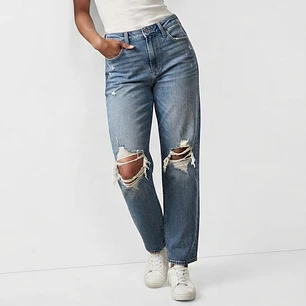 Jeans estilo Boyfriend  / Rectos con Roturas HOLLISTER (L-42/44) NUEVO CON ETIQUETAS