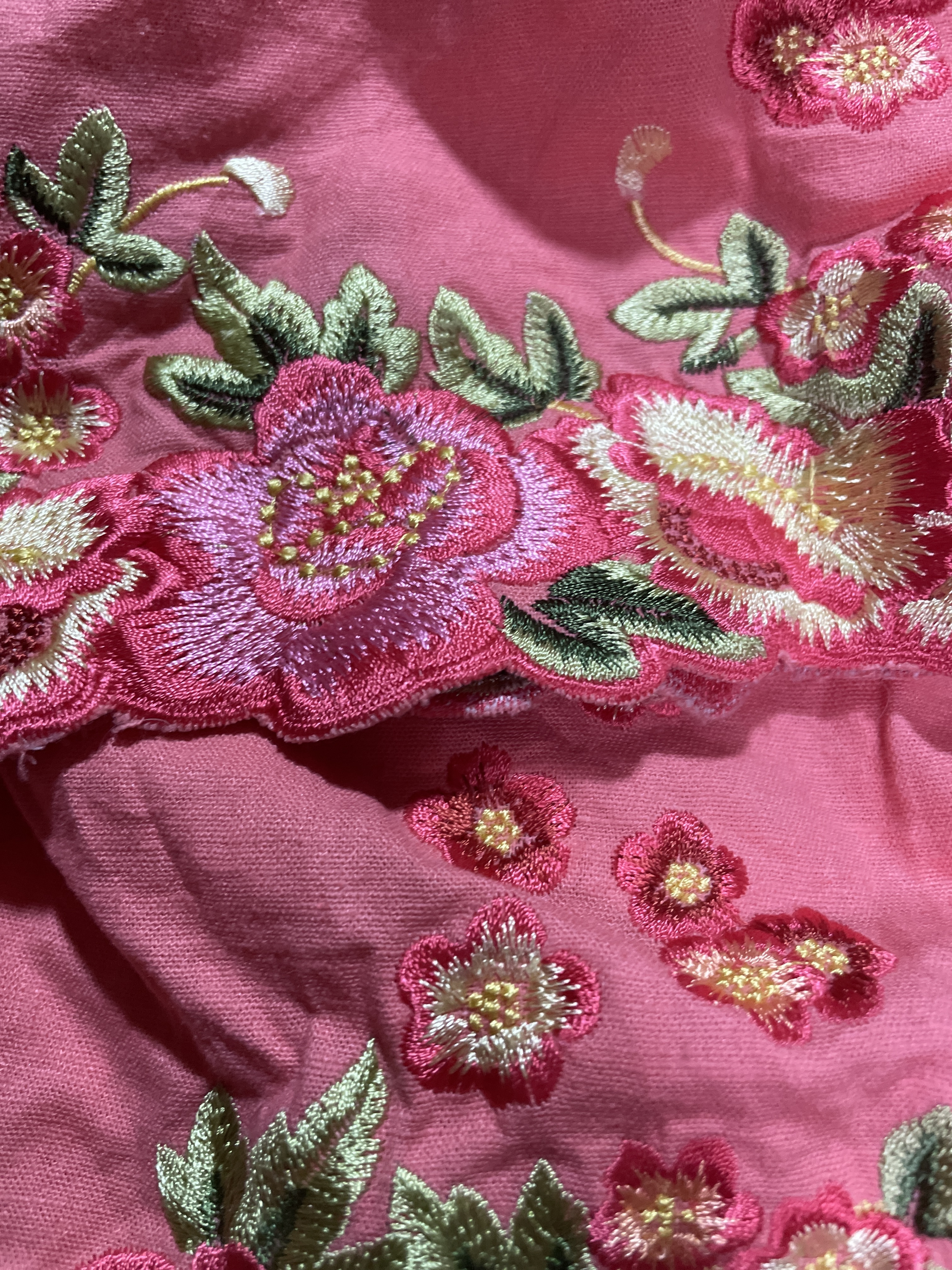 Tapado/Túnica 55% Lino Bordados Rosas SUSAN GRAVER (L) NUEVO CON ETIQUETAS 4