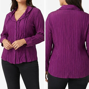 Blusa Morada Texturizada con Encaje / Plisados GERRY WEBER (XXL-50/52) SHOWROOM
